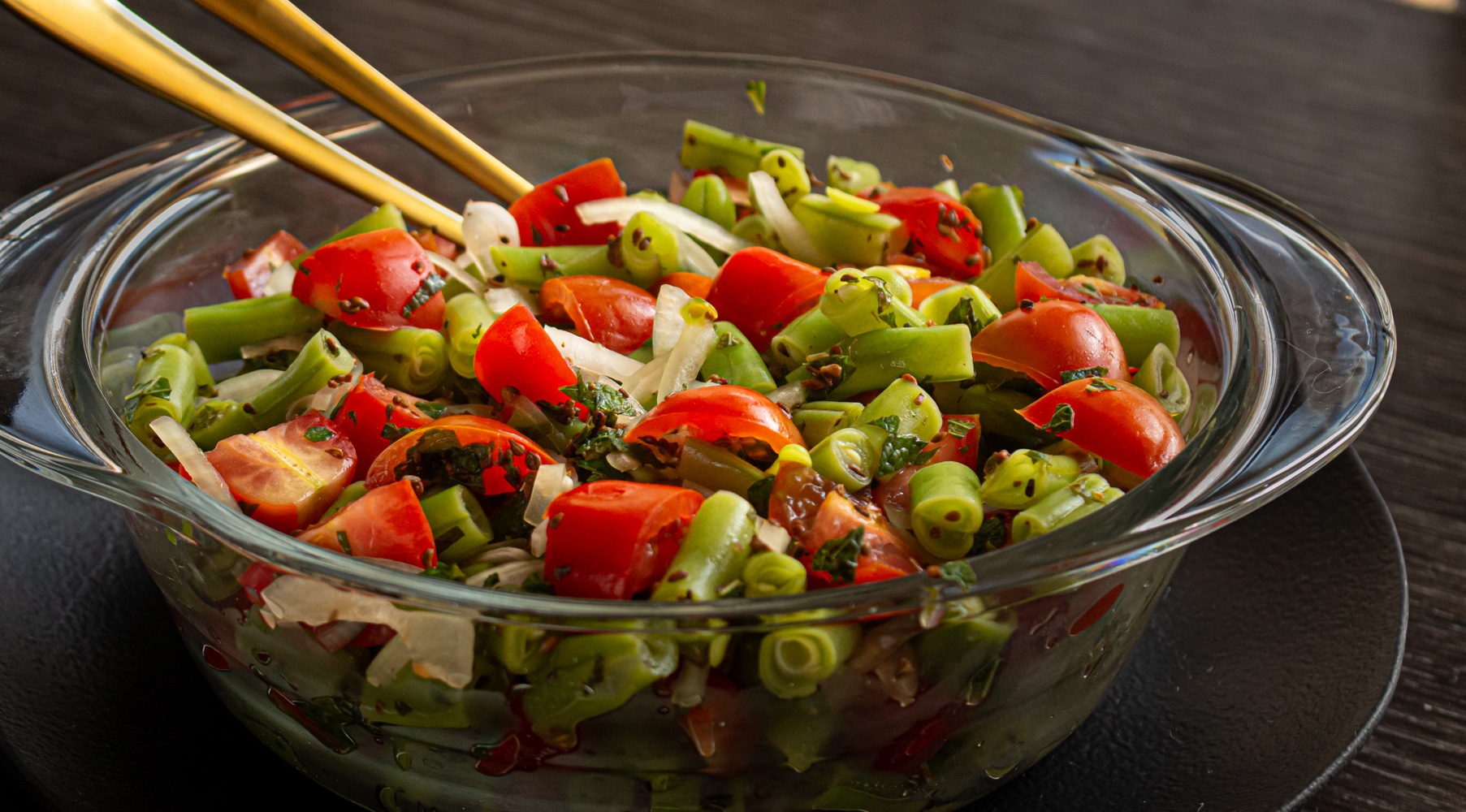 salada de tomate com vagem