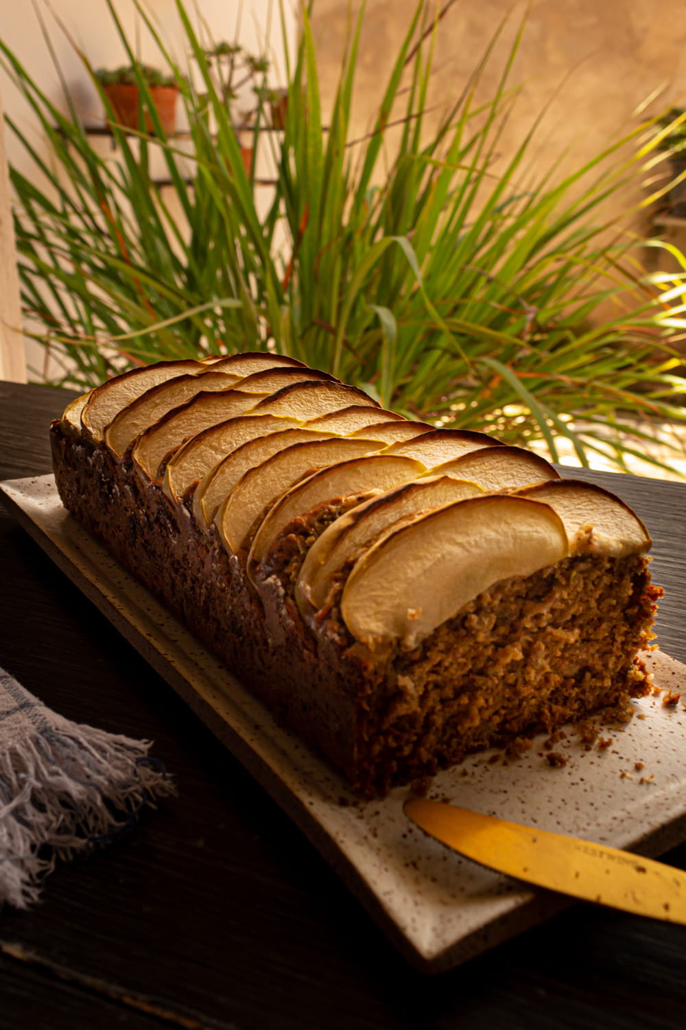 bolo de maçã verde