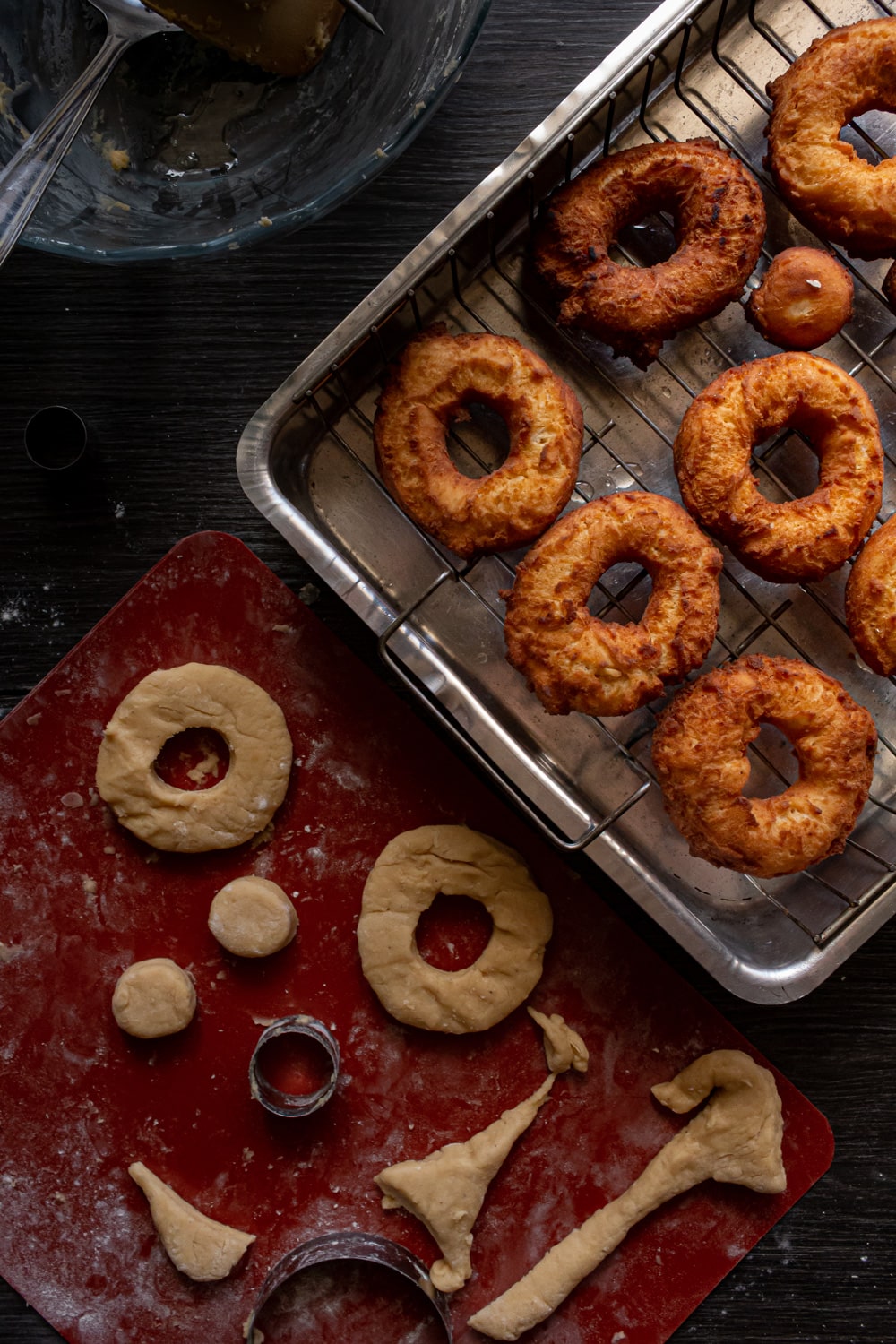 donuts fritos e crus