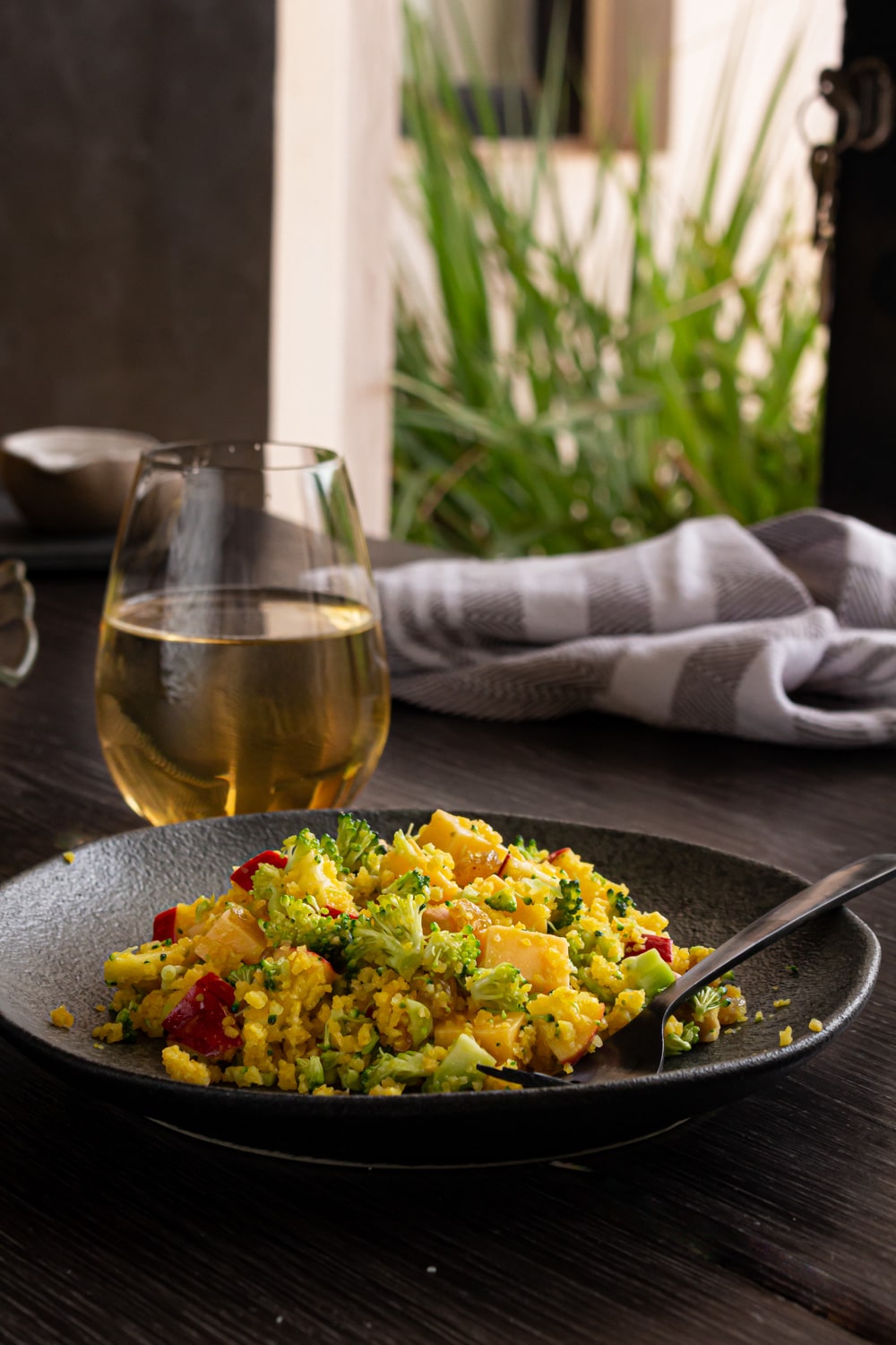 salada de brócolis com cuscuz de milho