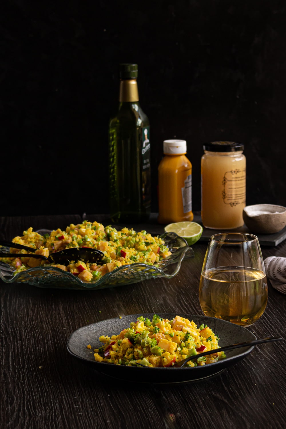 salada de brócolis com cuscuz de milho